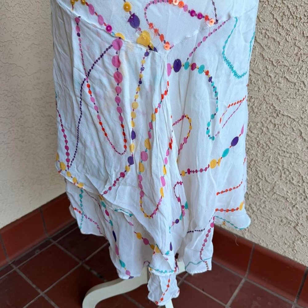 Eva Blue white beaded dress with adjustable straps - Picture 4 of 8